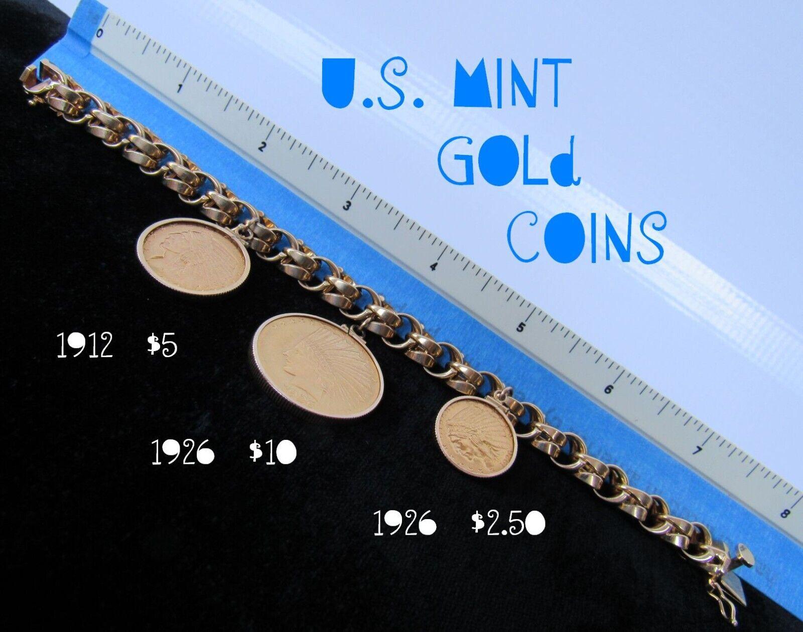 Tiffany & Co. Retro 14k Yellow Gold Link Bracelet with Three Liberty Coins 22k Yellow Gold

Here is your chance to purchase a beautiful and highly collectible designer bracelet.  

Charming 22K coins produced by the U.S. Mint dangle from this
