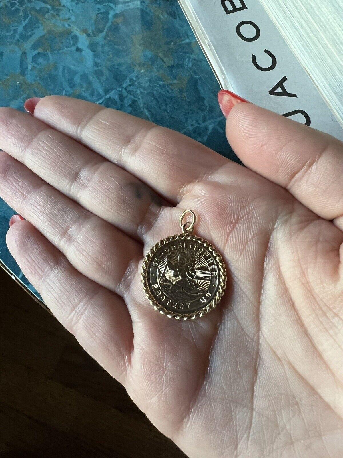 Tiffany & Co. Retro 14k Yellow Gold Saint Christopher Charm Pendant circa 1950s In Excellent Condition In Beverly Hills, CA