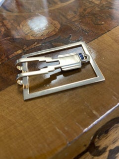 Tiffany & Co. Retro 14k Yellow Gold & Sapphire Money Clip, Circa 1940s