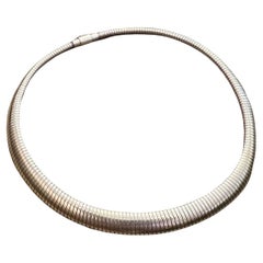 TIFFANY & CO. Retro 14k Gelbgold Tubogas Choker-Halskette 1950er Jahre