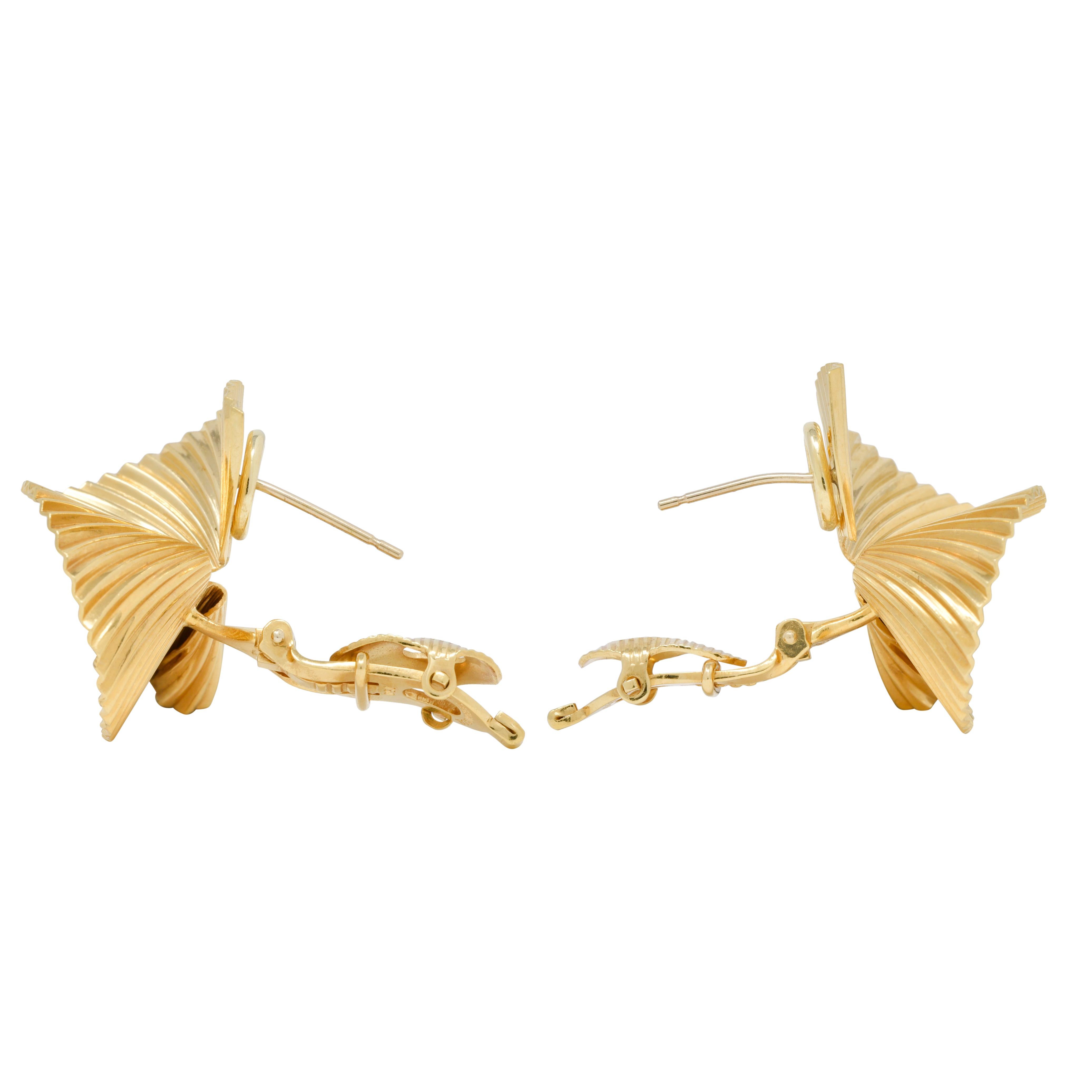 Tiffany & Co. Retro 18 Karat Gold Vintage Fanning Schuler Vintage Earrings 1