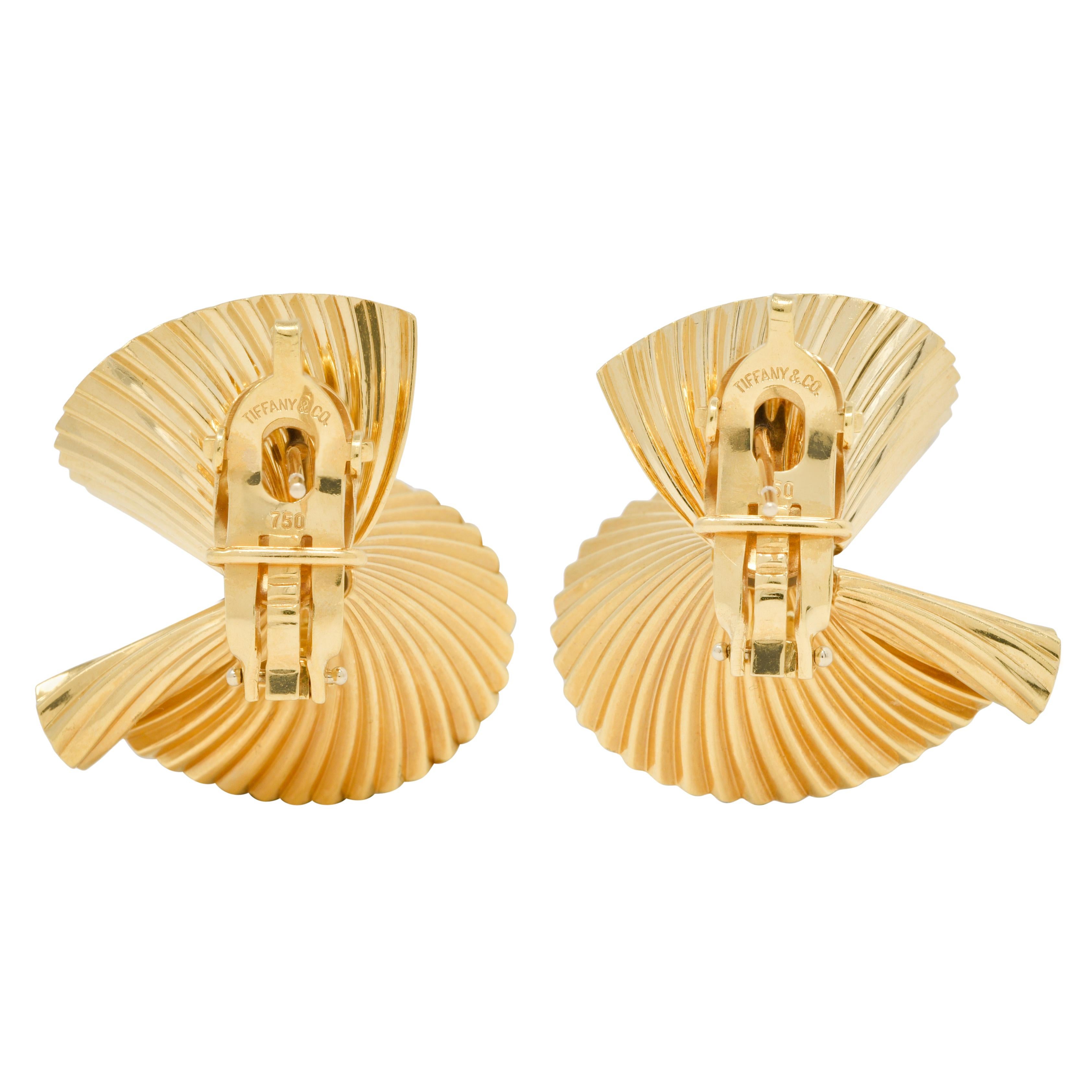 Tiffany & Co. Retro 18 Karat Gold Vintage Fanning Schuler Vintage Earrings 2