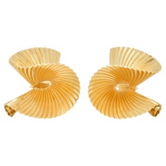Tiffany & Co. Retro 18 Karat Gold Vintage Fanning Schuler Vintage Earrings