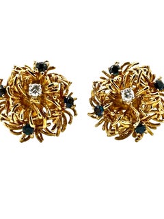 Tiffany & Co. Orecchini retrò in oro 18 carati con diamanti e zaffiri