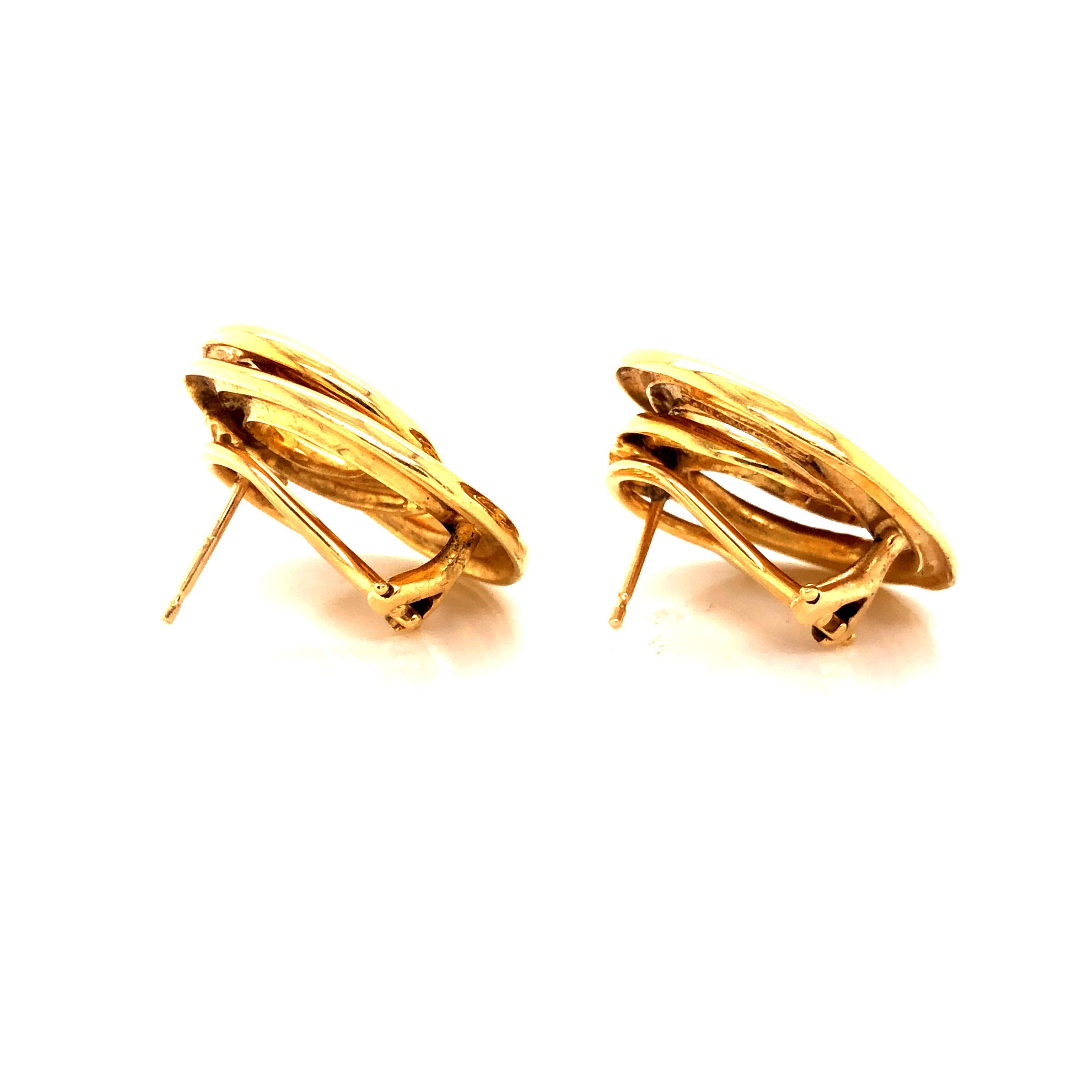 Tiffany & Co. Retro 18k Yellow Gold Swirling Circular Earrings 1