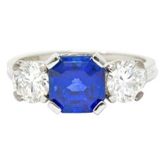 Tiffany & Co. Vintage 3.53 CTW No Heat Ceylon Sapphire Diamond Platinum Ring