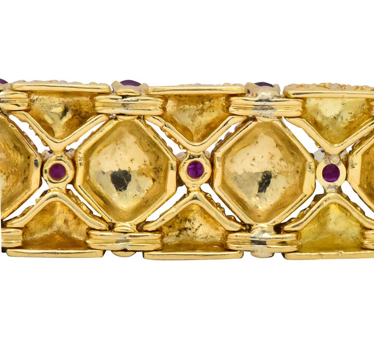 Women's or Men's Tiffany & Co. Retro 3.60 Carat Ruby 18 Karat Gold Bracelet