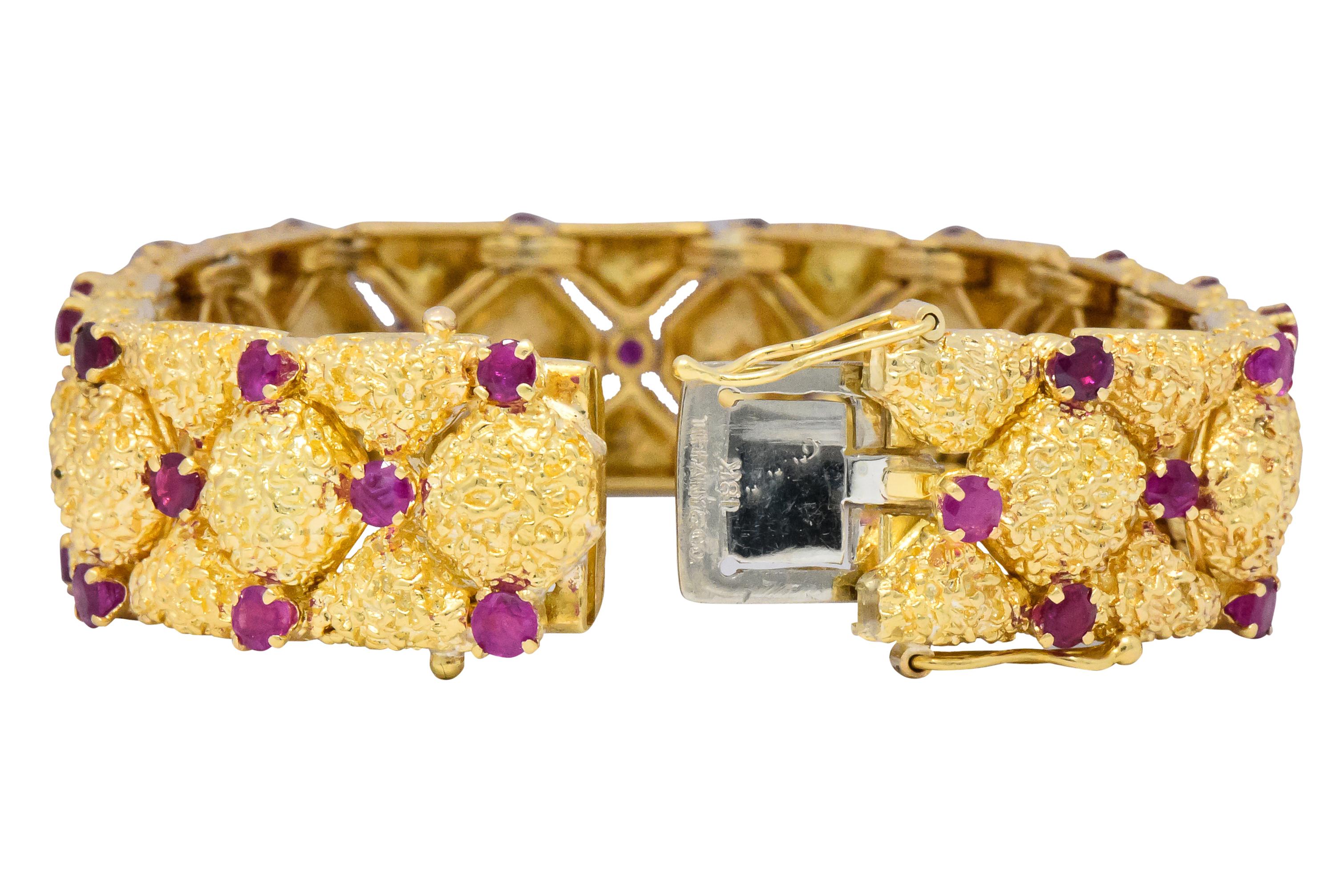 Tiffany & Co. Retro 3.60 Carat Ruby 18 Karat Gold Bracelet 1