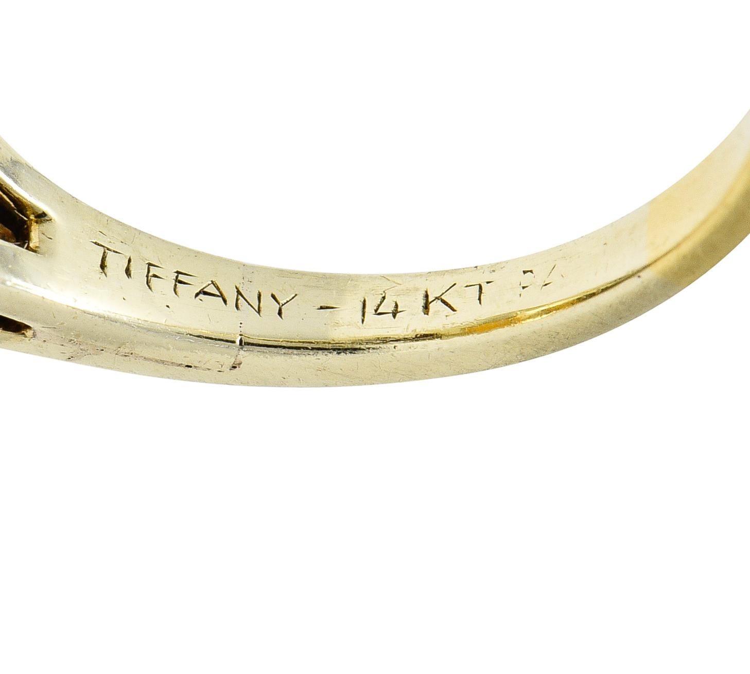 Women's or Men's Tiffany & Co. Retro 39.97 Carat Citrine Diamond Ruby Platinum 14 Karat Gold Ring For Sale