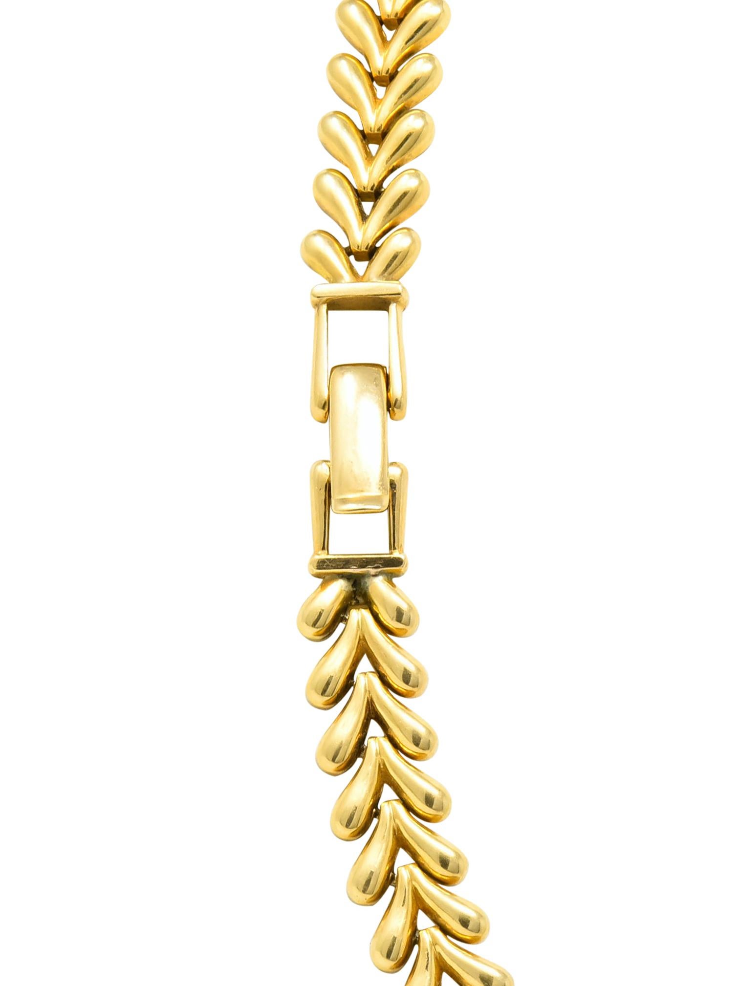 Tiffany & Co. Retro 60.00 Carat Tourmaline 14 Karat Gold Floral Link Bracelet 1