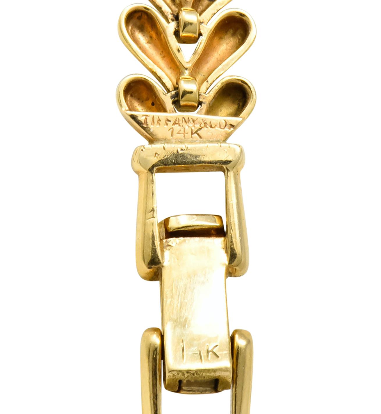 Tiffany & Co. Retro 60.00 Carat Tourmaline 14 Karat Gold Floral Link Bracelet 2