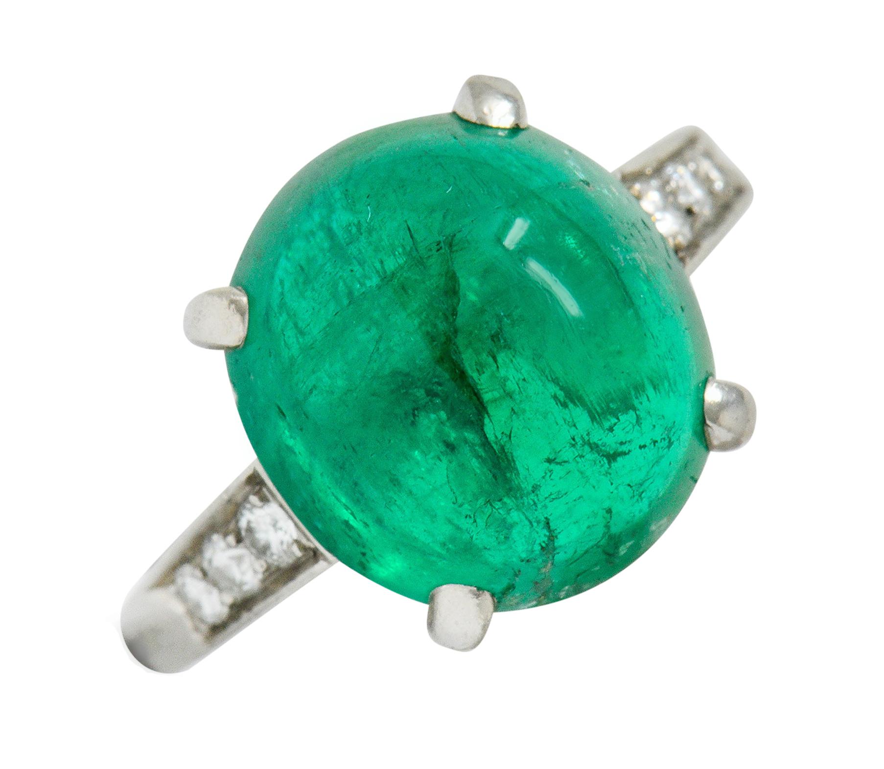 Tiffany & Co. Retro 7.15 Carat Colombian Emerald Diamond Platinum Statement Ring 2
