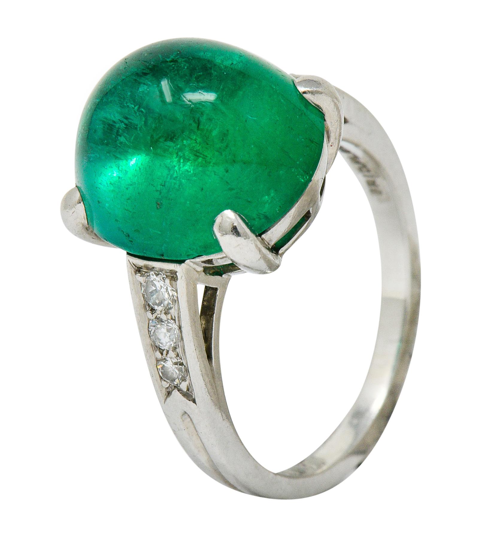 Tiffany & Co. Retro 7.15 Carat Colombian Emerald Diamond Platinum Statement Ring 4