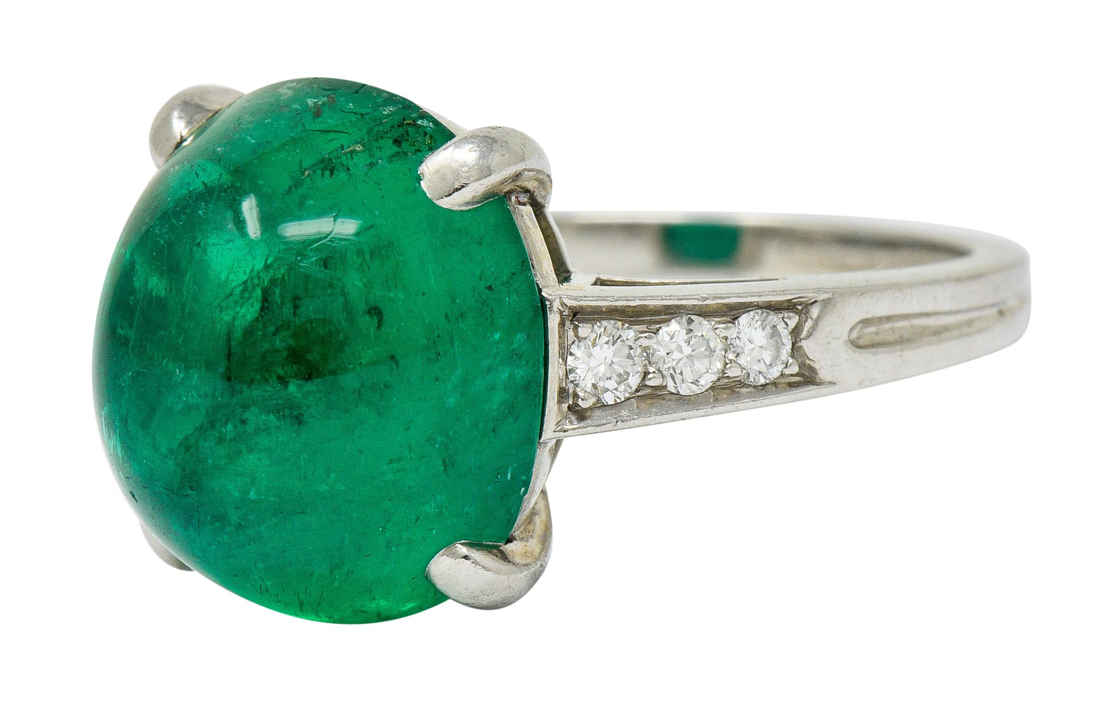 Tiffany & Co. Retro 7.15 Carat Colombian Emerald Diamond Platinum Statement Ring In Excellent Condition In Philadelphia, PA