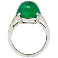 Tiffany & Co. Vintage 7.15 Carat Colombian Emerald Diamond Platinum Statement Ring