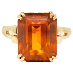 Tiffany & Co. Retro 7.25 Carat Citrine 18 Karat Gold Cocktail Ring