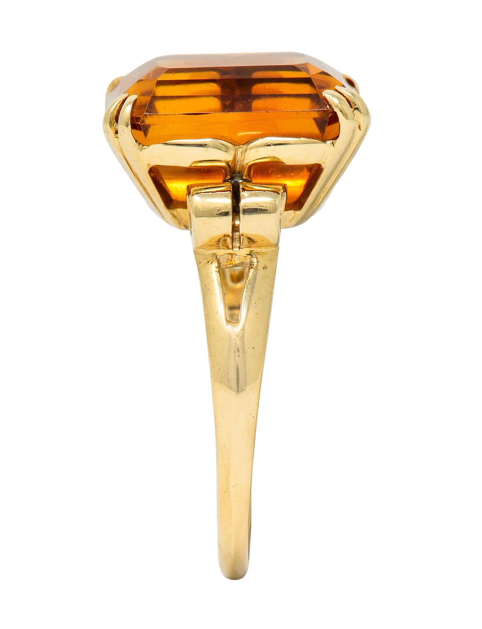 Tiffany & Co. Retro 7.25 Carat Citrine 18 Karat Gold Cocktail Ring 2