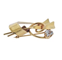 Tiffany & Co Retro Aquamarine Gold Brooch