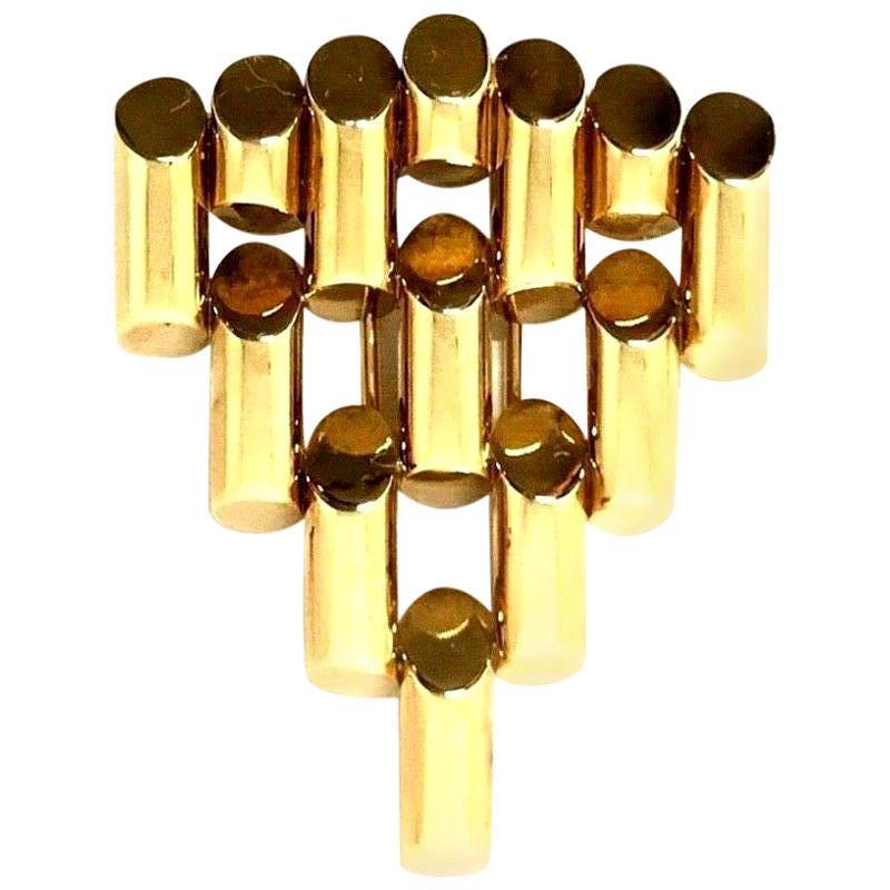 Tiffany & Co. Retro Art Deco Yellow Gold Bullet Clip Brooch