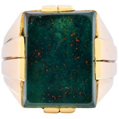 Tiffany & Co. Vintage Bloodstone 14 Karat Yellow Gold Unisex Signet Ring