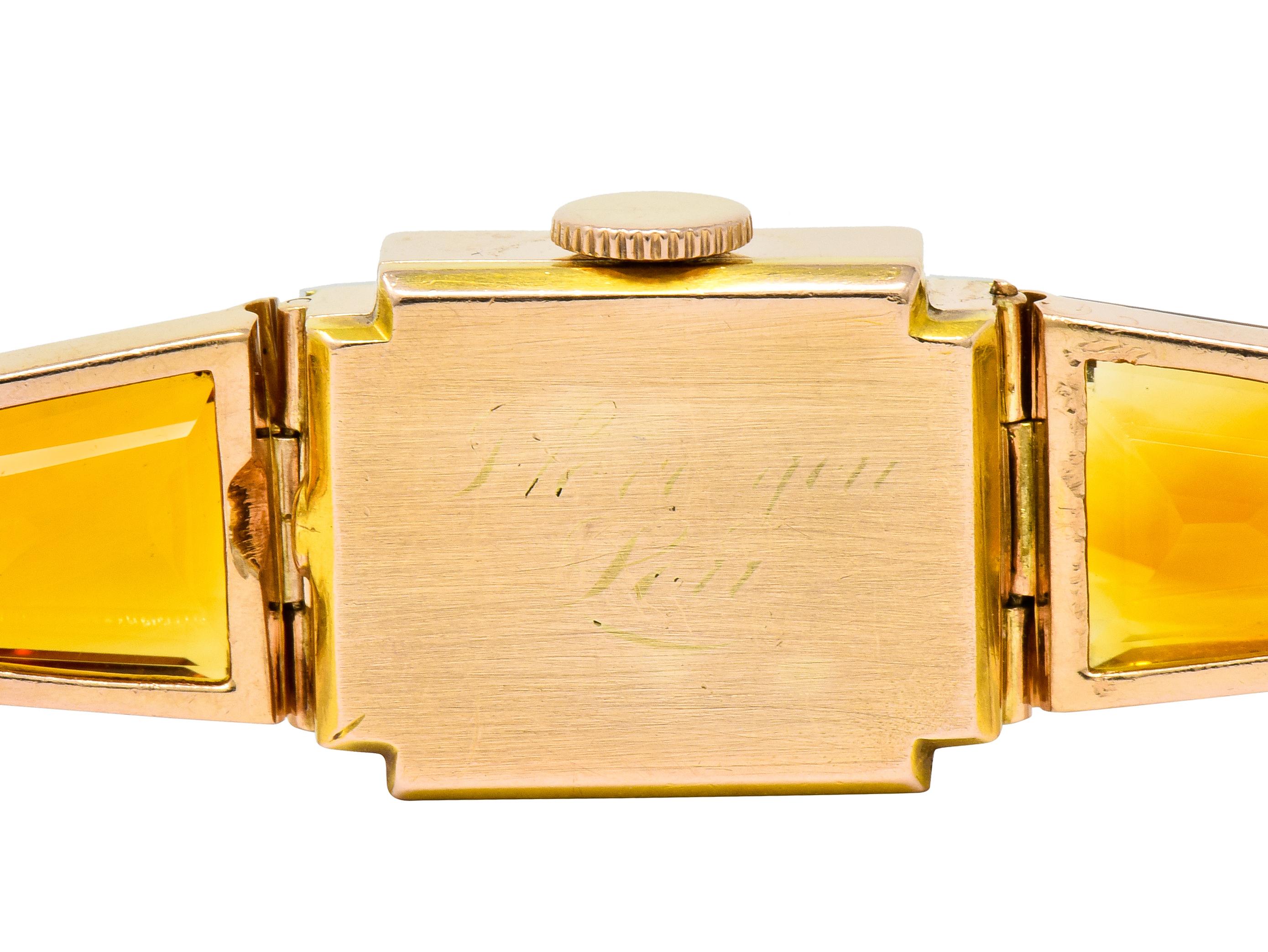 Tiffany & Co. Retro Citrine Diamond 14 Karat Rose Gold Watch Bracelet 3