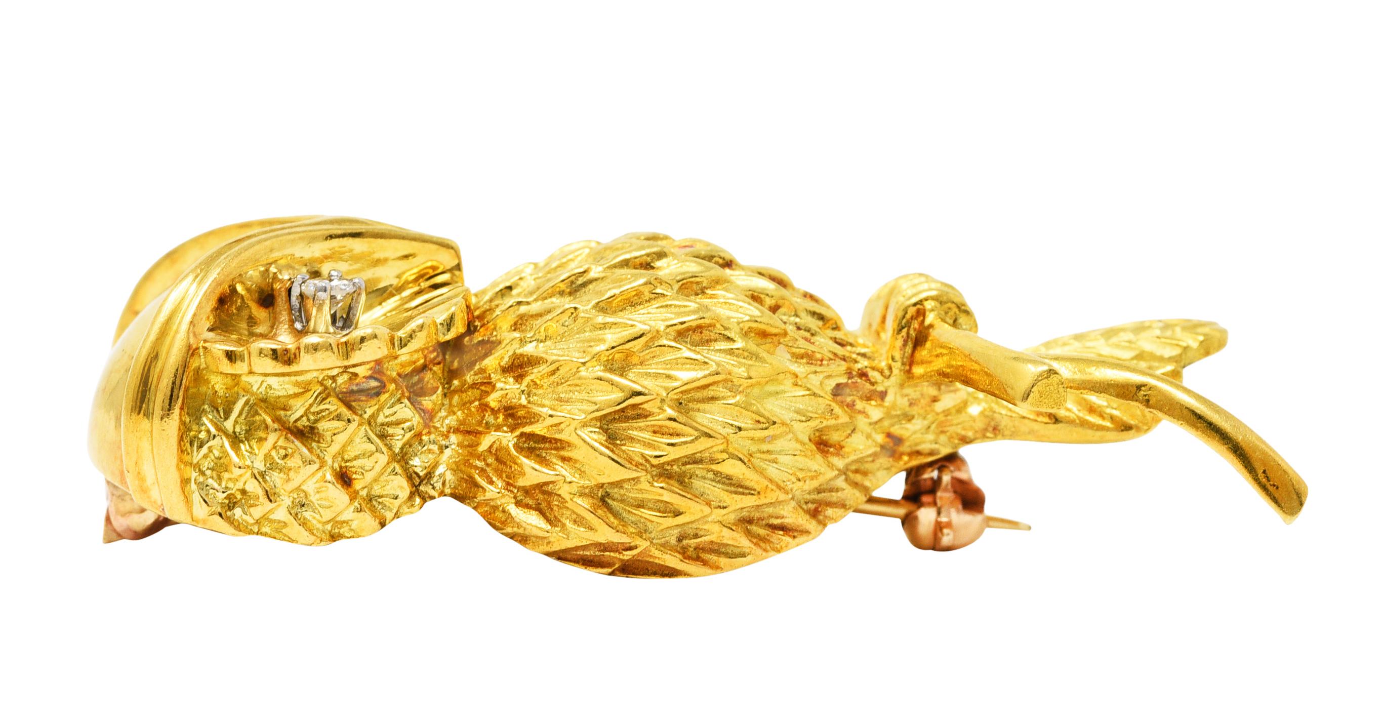Tiffany & Co. Retro Diamant 18 Karat Gold Eule Brosche 1