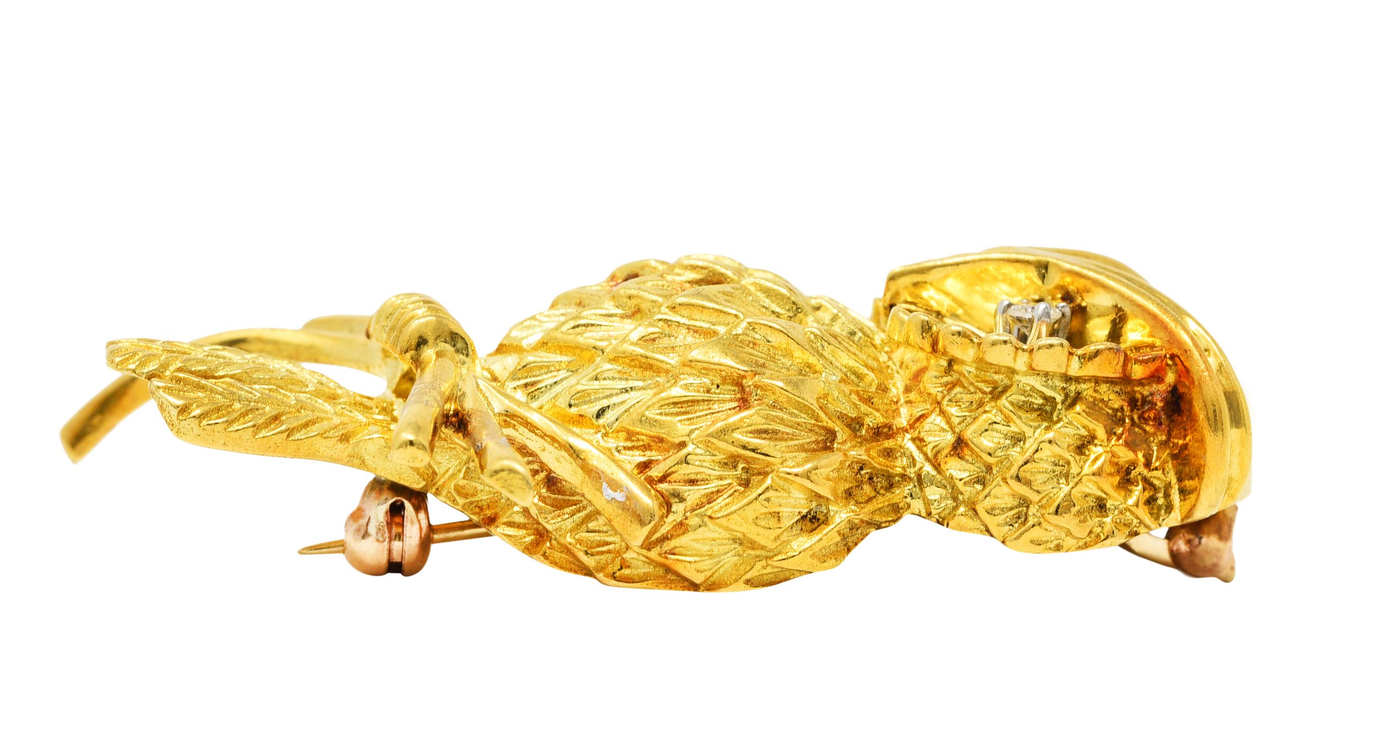 Tiffany & Co. Retro Diamant 18 Karat Gold Eule Brosche 3