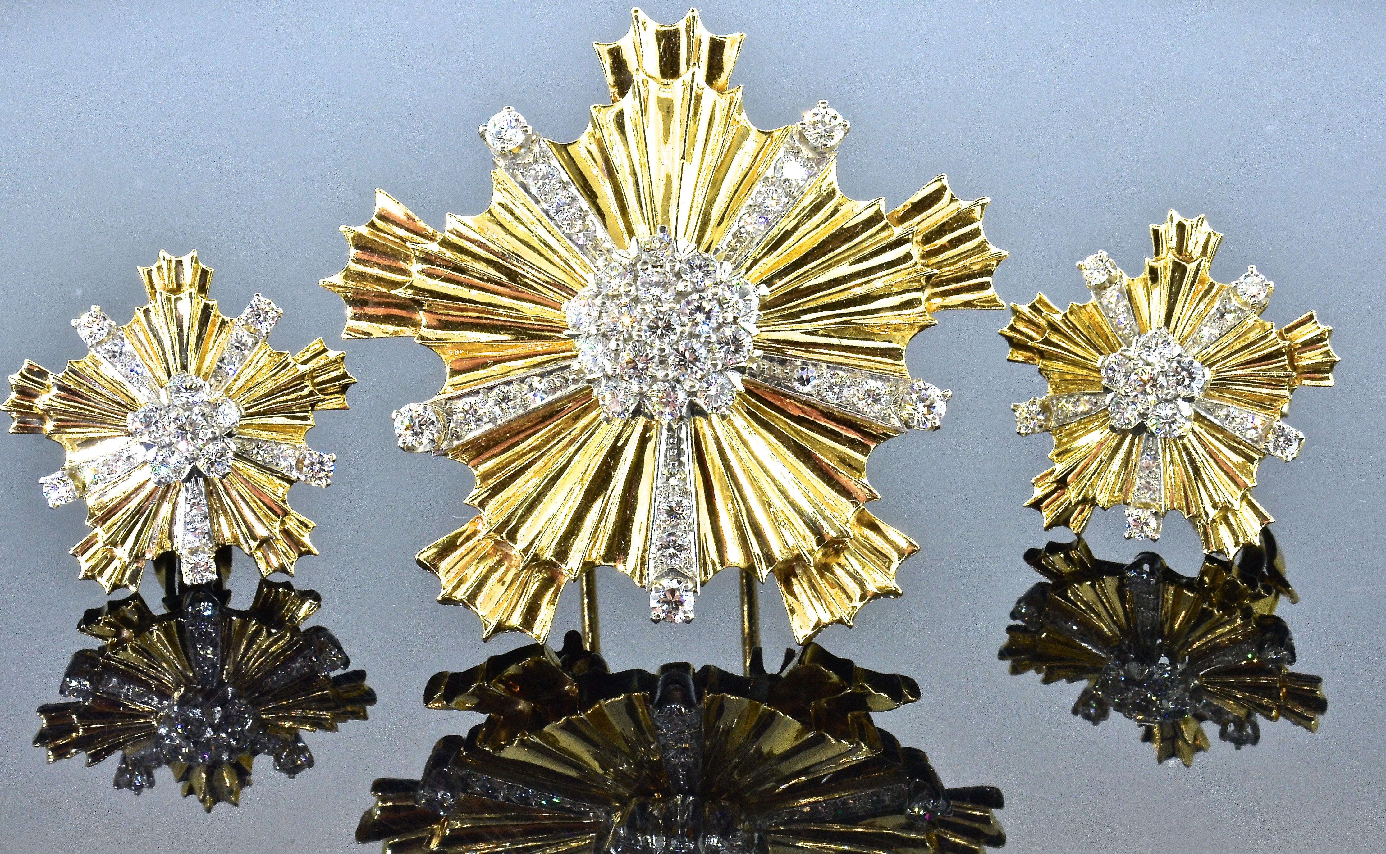 Tiffany & Co. Retro Diamond Earrings and Dress Clip Set, circa 1948 In Excellent Condition In Aspen, CO