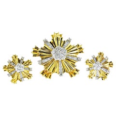 Tiffany & Co. Retro Diamond Earrings and Dress Clip Set, circa 1948