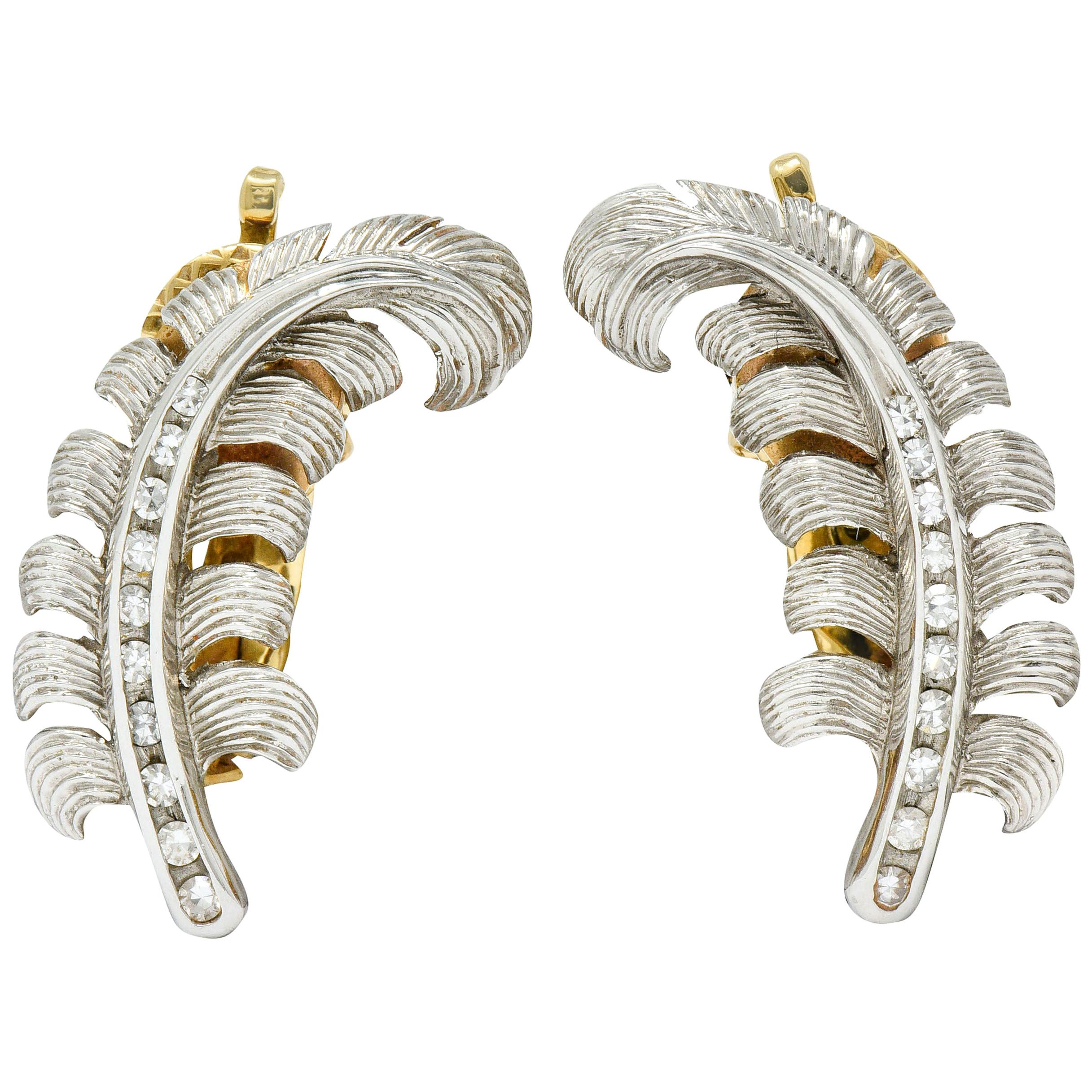 Tiffany and Co. Diamond Brushed Gold Clip Post Earrings at 1stDibs