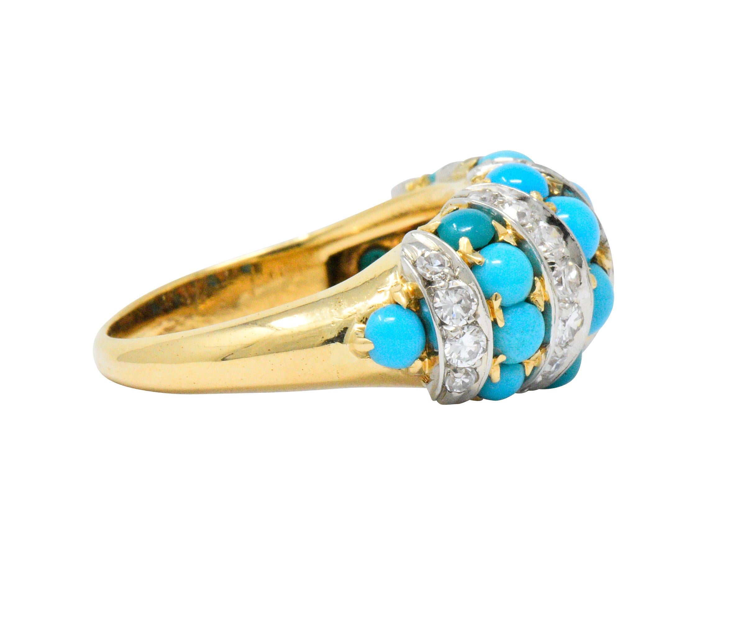 Tiffany & Co. Retro French Diamond Turquoise 18 Karat Gold Ring für Damen oder Herren