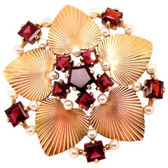 Tiffany & Co. Retro Gold Garnet & Pearl Pin