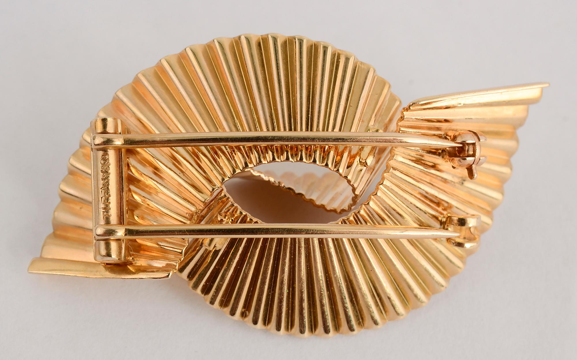 Tiffany & Co. Retro Gold Swirl Brooch 1