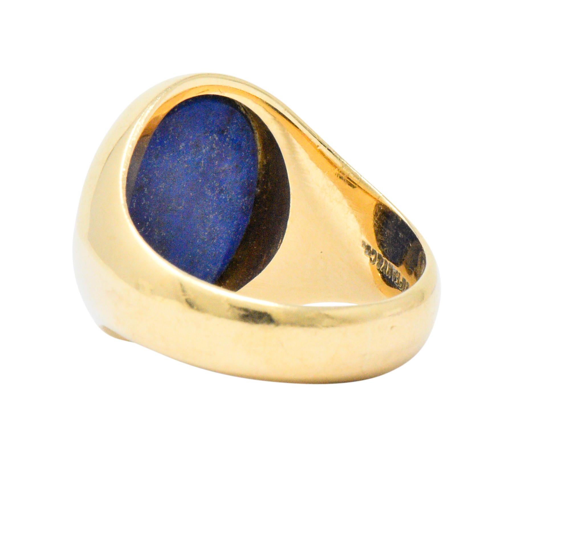 Contemporary Tiffany & Co. Retro Lapis Lazuli 14 Karat Gold Unisex Signet Ring