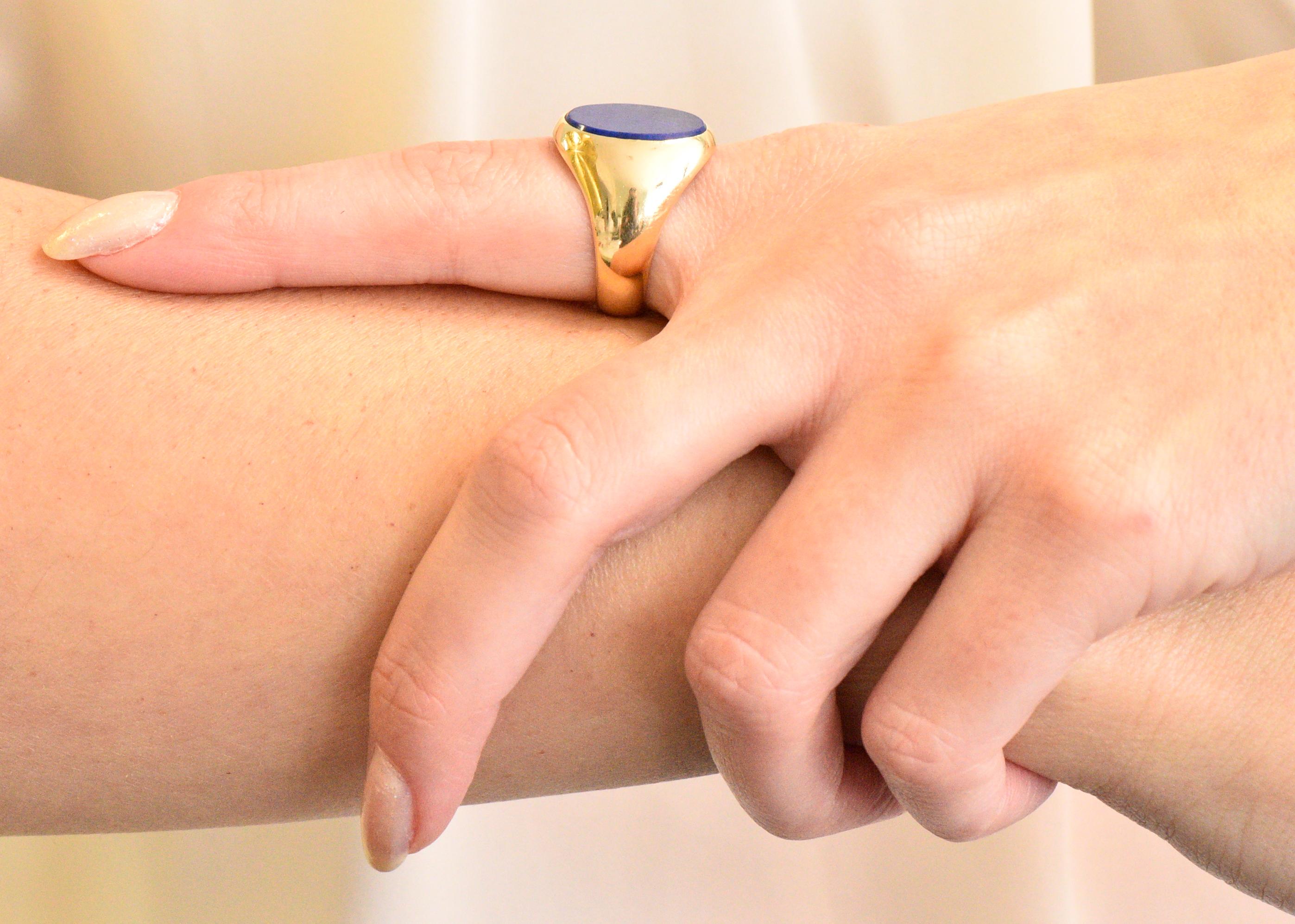 Tiffany & Co. Retro Lapis Lazuli 14 Karat Gold Unisex Signet Ring 1