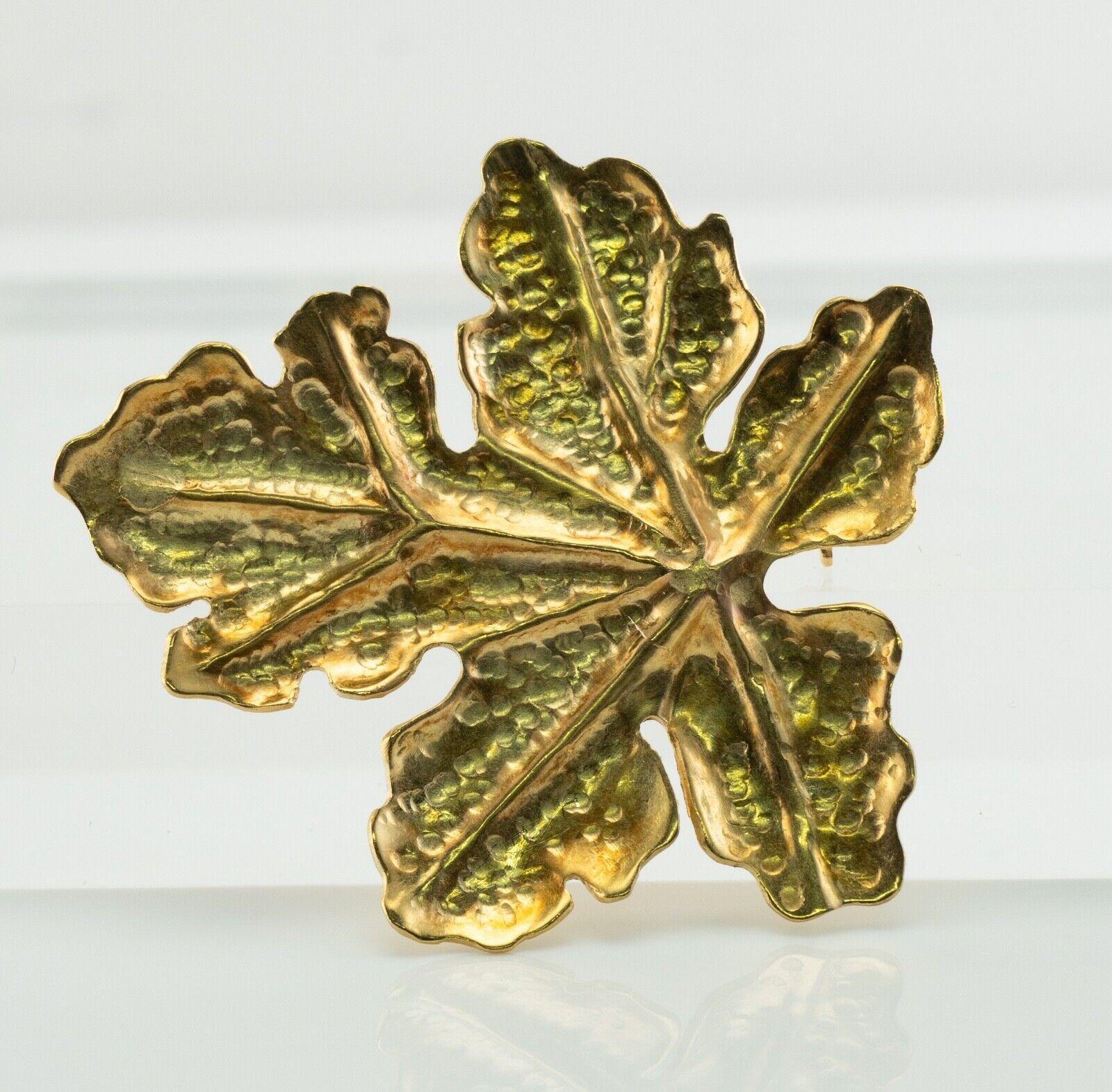 Tiffany & Co Retro Leaf Brooch Pin 18K Gold In Good Condition For Sale In East Brunswick, NJ