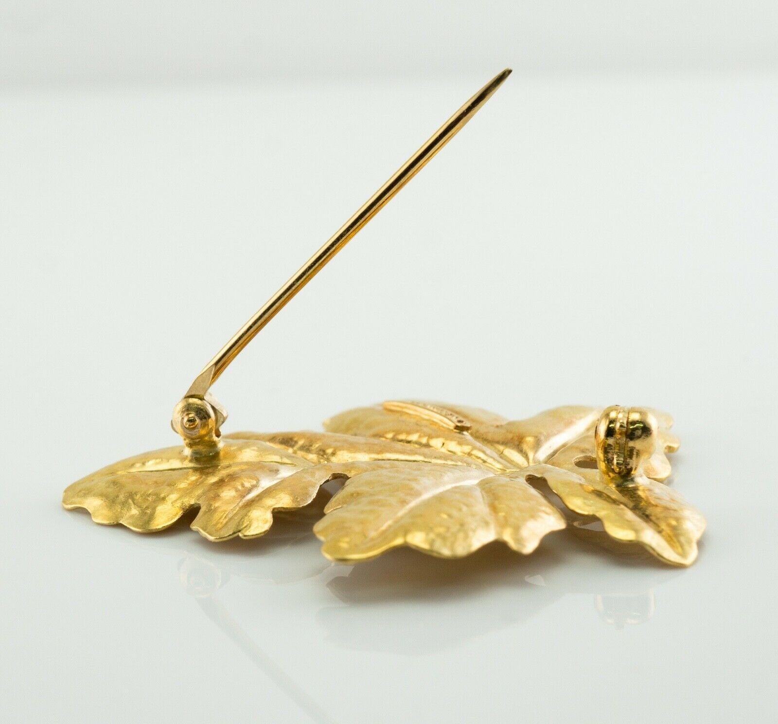 Women's Tiffany & Co Retro Leaf Brooch Pin 18K Gold For Sale