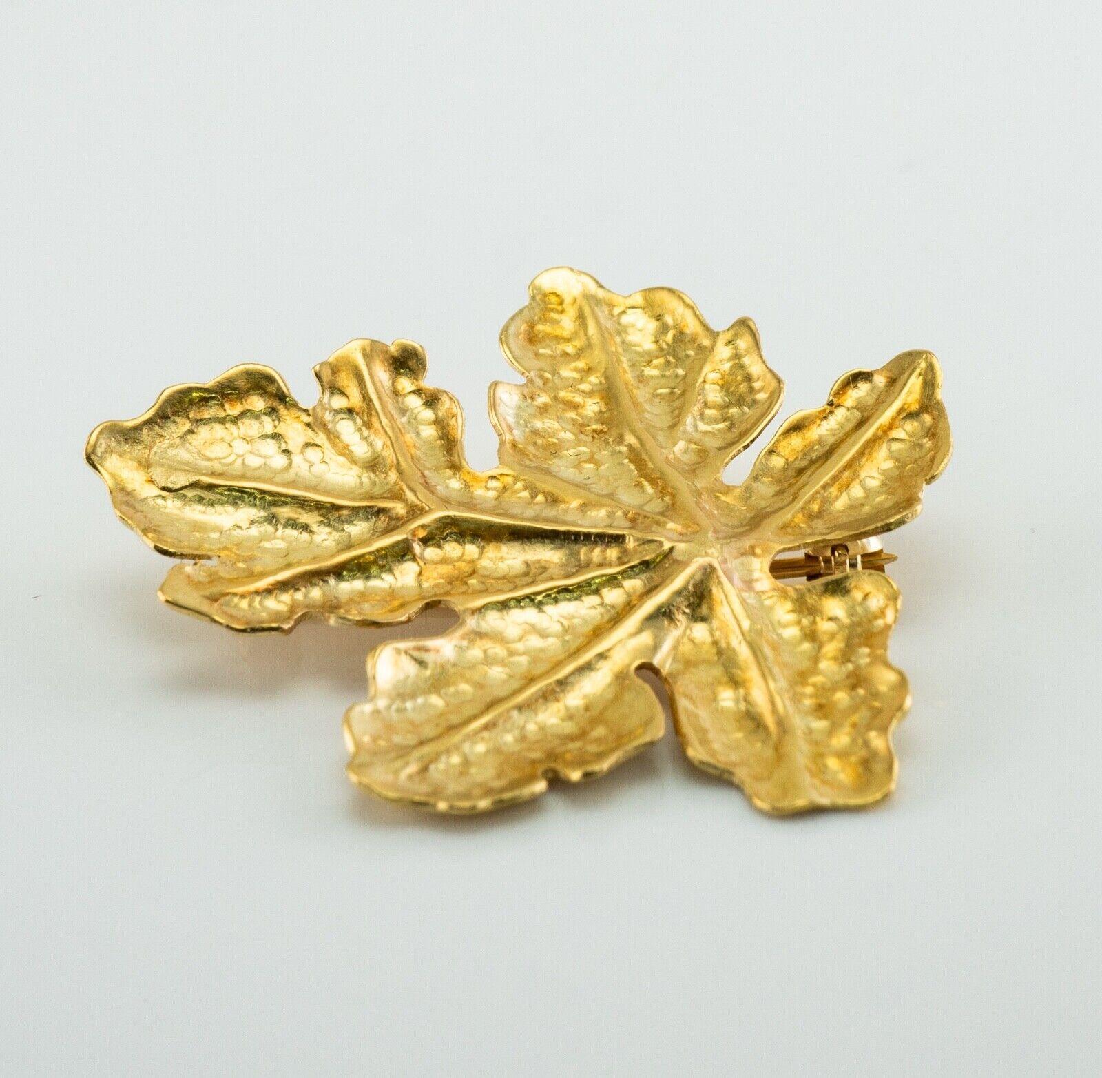 Tiffany & Co Retro Leaf Brooch Pin 18K Gold For Sale 2