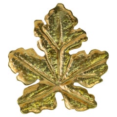 Tiffany & Co Retro Leaf Brooch Pin 18K Gold