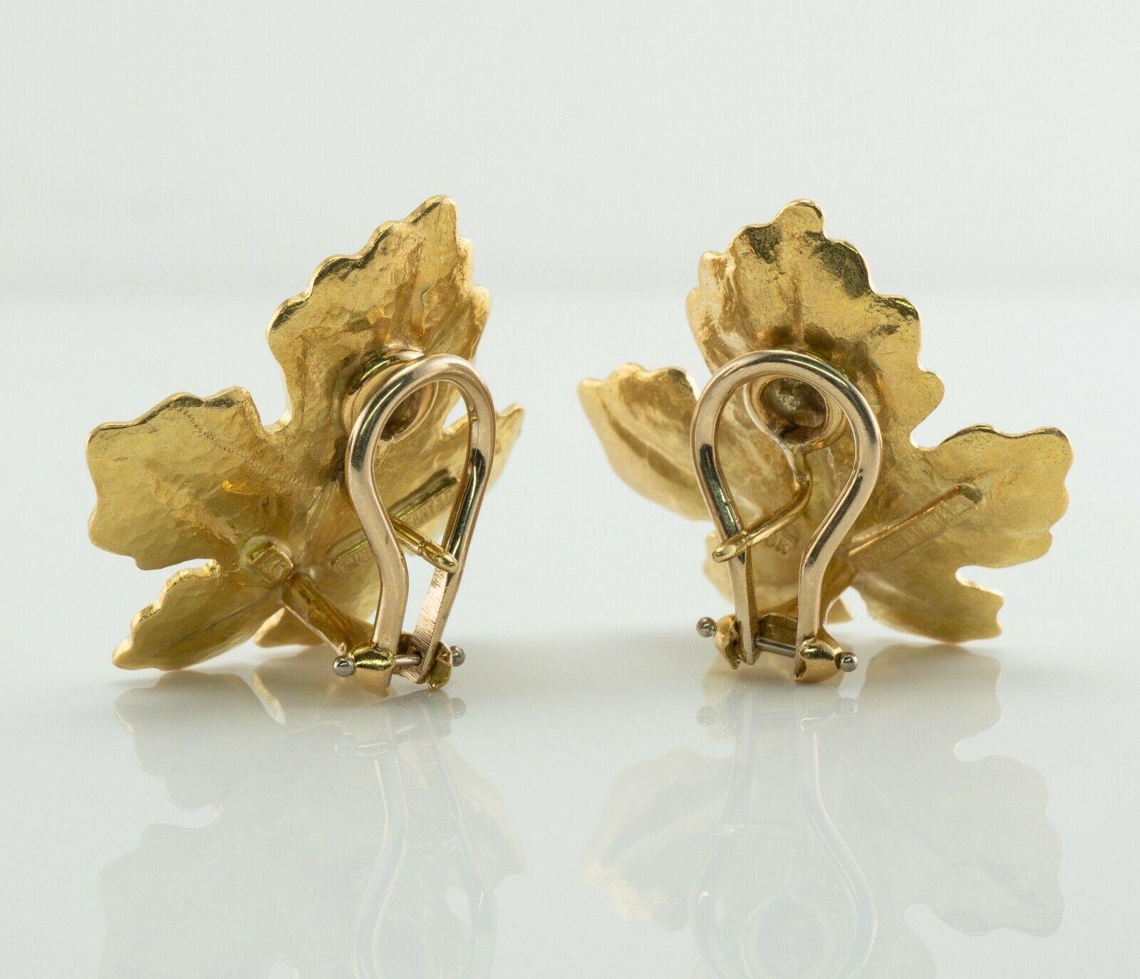 Tiffany & Co Retro Leaf Earrings 18K Gold For Sale 2