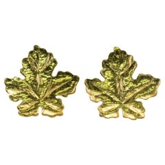 Tiffany & Co Retro Leaf Earrings 18K Gold