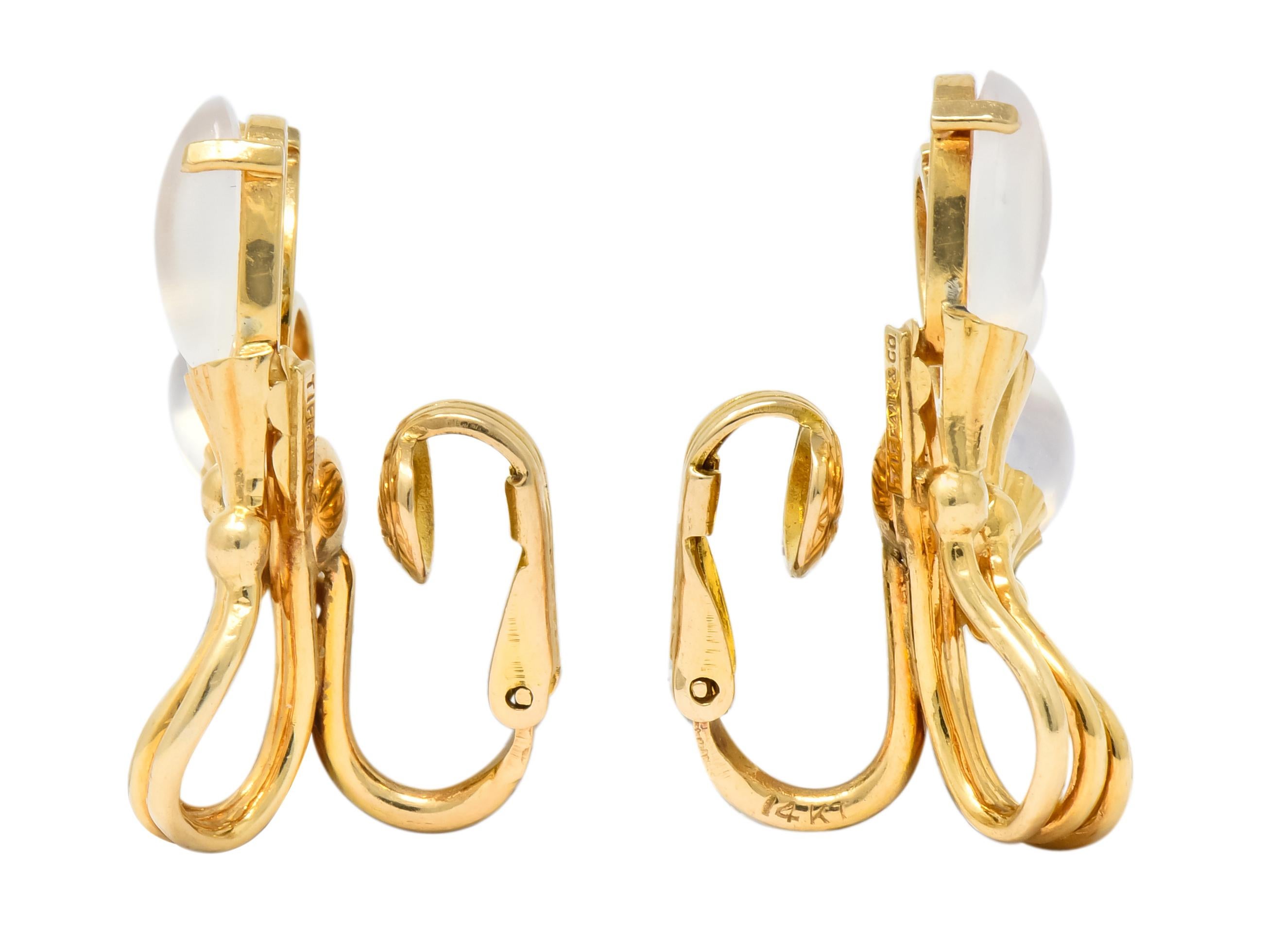 Tiffany & Co. Retro Moonstone Cattail Ear-Clip Earrings 1