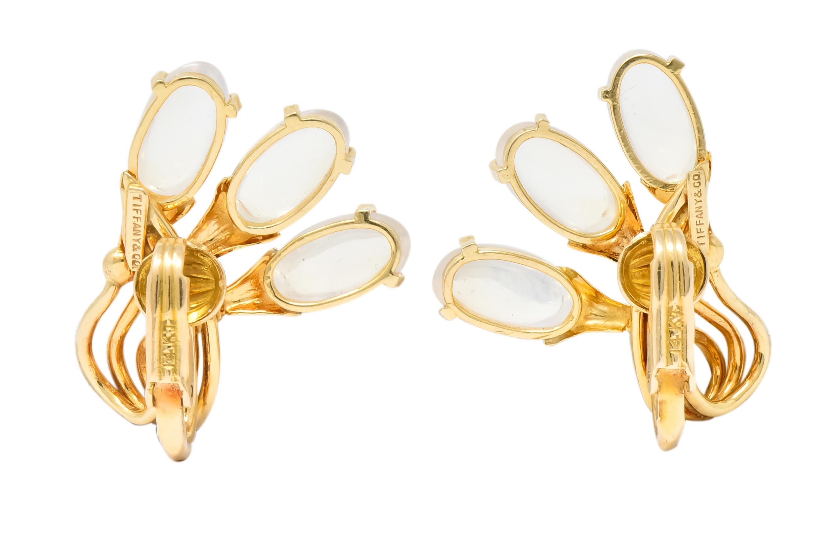 Tiffany & Co. Retro Moonstone Cattail Ear-Clip Earrings 3