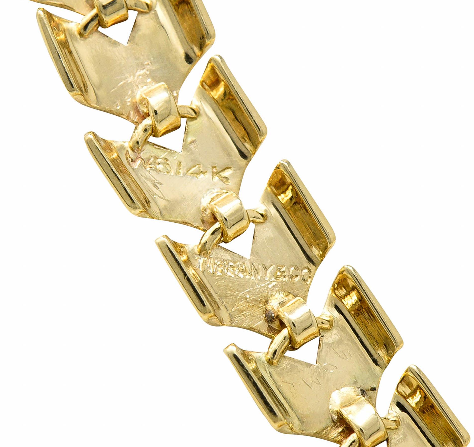 Tiffany & Co. Retro Mondstein Saphir 14 Karat Gold Floral Cluster Halskette 2
