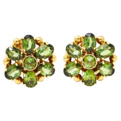 Tiffany & Co. Retro Peridot Green Tourmaline 14 Karat Yellow Gold Earrings