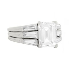 TIFFANY & CO Retro Platinum Emerald Cut Diamond Engagement Ring 3.03ct