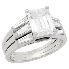 TIFFANY & CO, bague de fiançailles rétro en platine avec diamant taille émeraude 3,03 carats
