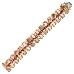 Tiffany & Co. Retro Ruby 18 Karat Yellow Gold Ribbon Design Bracelet
