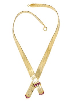 Tiffany & Co. Retro Ruby Diamond 14 Karat Gold Buckle Collar Necklace