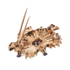 Tiffany & Co Retro Sapphire Diamond Gold Large Brooch